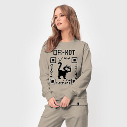 Костюм хлопковый женский QR кот КОТИК, цвет: миндальный — фото 2