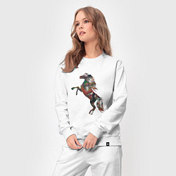 Костюм хлопковый женский Лошадь из линий, цвет: белый — фото 2