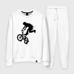 Костюм хлопковый женский ВЕЛОСПОРТ BMX Racing ВЕЛОСИПЕДИСТ, цвет: белый