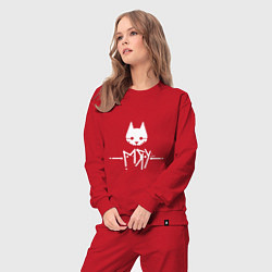 Костюм хлопковый женский Stray: Мяу, цвет: красный — фото 2