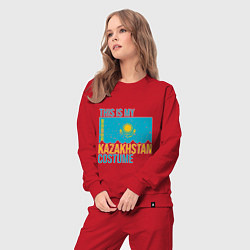 Костюм хлопковый женский Казахстанскйи костюм, цвет: красный — фото 2