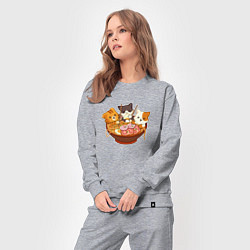 Костюм хлопковый женский Kawaii Cat Ramen, цвет: меланж — фото 2
