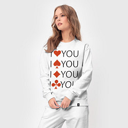 Костюм хлопковый женский I love you! Сard suit!, цвет: белый — фото 2
