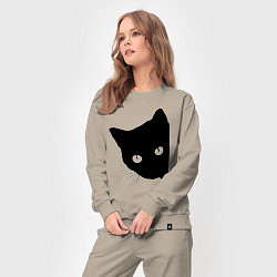 Костюм хлопковый женский Всё тот же чёрный котяра!, цвет: миндальный — фото 2