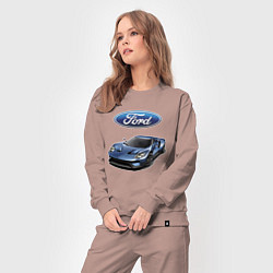 Костюм хлопковый женский Ford - legendary racing team!, цвет: пыльно-розовый — фото 2