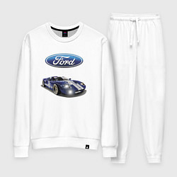 Костюм хлопковый женский Ford Racing team, цвет: белый