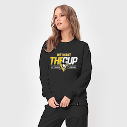 Костюм хлопковый женский Pittsburgh Penguins we want the cup Питтсбург Пинг, цвет: черный — фото 2