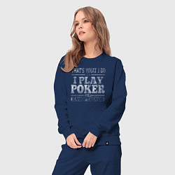 Костюм хлопковый женский Я играю в покер и я кое-что знаю, цвет: тёмно-синий — фото 2