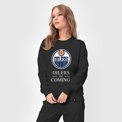 Костюм хлопковый женский Edmonton Oilers are coming Эдмонтон Ойлерз, цвет: черный — фото 2