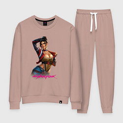 Костюм хлопковый женский Sexy Panam Cyberpunk2077 18, цвет: пыльно-розовый