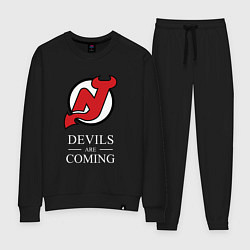 Костюм хлопковый женский New Jersey Devils are coming Нью Джерси Девилз, цвет: черный