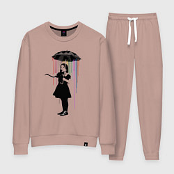 Костюм хлопковый женский BANKSY БЭНКСИ девушка под зонтом, цвет: пыльно-розовый