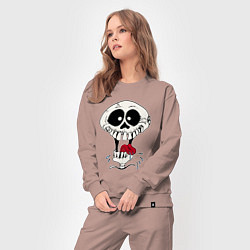 Костюм хлопковый женский Smile Hype Skull, цвет: пыльно-розовый — фото 2