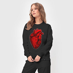 Костюм хлопковый женский Сердце анатомическое, цвет: черный — фото 2