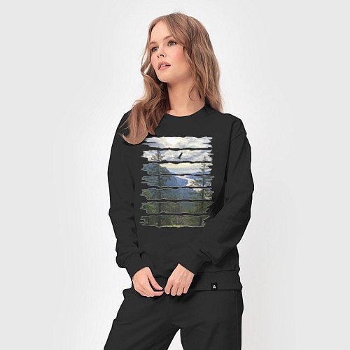 Женский костюм Горы, небо и птицы / Черный – фото 3