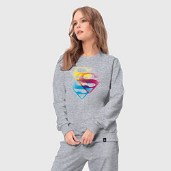 Костюм хлопковый женский Лого Супермена, цвет: меланж — фото 2