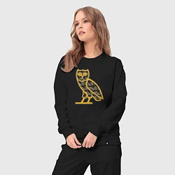 Костюм хлопковый женский Drake сова, цвет: черный — фото 2