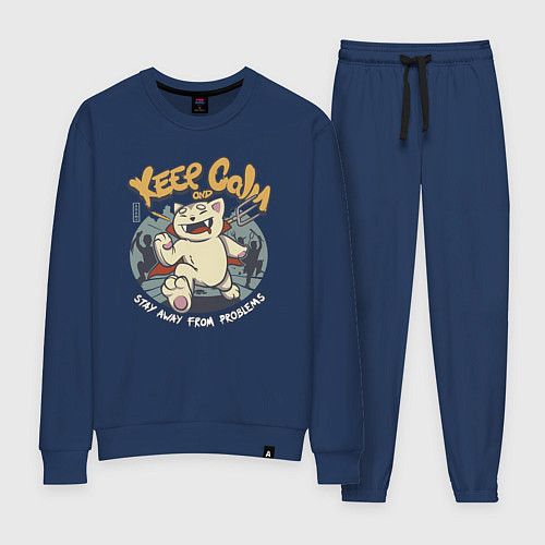 Женский костюм Сохраняй спокойствие и сторонись проблем / Тёмно-синий – фото 1