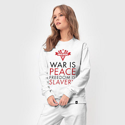 Костюм хлопковый женский War is peace freedom is slavery, цвет: белый — фото 2