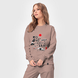 Костюм хлопковый женский RHCP альбомы, цвет: пыльно-розовый — фото 2