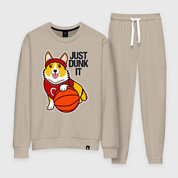 Костюм хлопковый женский JUST DUNK IT корги, цвет: миндальный