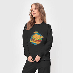 Костюм хлопковый женский Бургер Планета Planet Burger, цвет: черный — фото 2