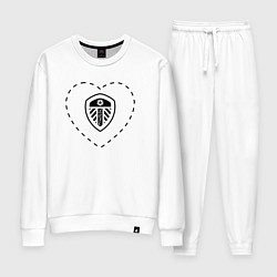 Костюм хлопковый женский Лого Leeds United в сердечке, цвет: белый