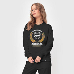 Костюм хлопковый женский Лого Arsenal и надпись Legendary Football Club, цвет: черный — фото 2