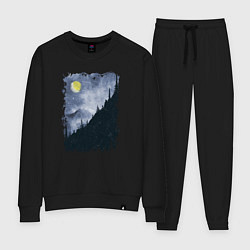 Костюм хлопковый женский Медведи на склоне, цвет: черный