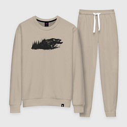 Костюм хлопковый женский Бегущий медведь, цвет: миндальный