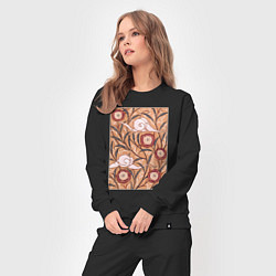 Костюм хлопковый женский Samarkande Art Nouveau Flower Pattern Цветочный ор, цвет: черный — фото 2