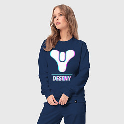 Костюм хлопковый женский Destiny в стиле Glitch Баги Графики, цвет: тёмно-синий — фото 2