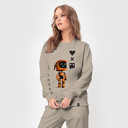 Костюм хлопковый женский Оранжевый робот с логотипом LDR, цвет: миндальный — фото 2
