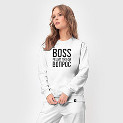 Костюм хлопковый женский Boss решит любой вопрос, цвет: белый — фото 2