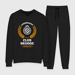 Костюм хлопковый женский Лого Club Brugge и надпись Legendary Football Club, цвет: черный