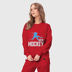 Костюм хлопковый женский Хоккей Силуэт спортсмена, цвет: красный — фото 2