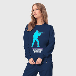 Костюм хлопковый женский Символ Counter Strike в неоновых цветах, цвет: тёмно-синий — фото 2