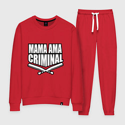 Костюм хлопковый женский Mama ama criminal, цвет: красный