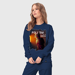 Костюм хлопковый женский STRAY FOLLOW MEOW, цвет: тёмно-синий — фото 2