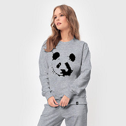Костюм хлопковый женский Прикольный панда - клякса, цвет: меланж — фото 2