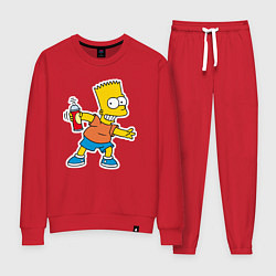 Костюм хлопковый женский Барт Симпсон с баплончиком для граффити, цвет: красный