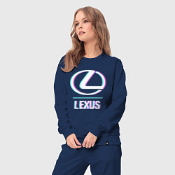 Костюм хлопковый женский Значок Lexus в стиле glitch, цвет: тёмно-синий — фото 2