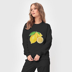 Костюм хлопковый женский Сочные лимоны, цвет: черный — фото 2