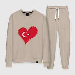 Костюм хлопковый женский Сердце - Турция, цвет: миндальный