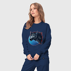 Костюм хлопковый женский Морда ночного волка, цвет: тёмно-синий — фото 2