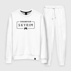 Костюм хлопковый женский Skyrim gaming champion: рамка с лого и джойстиком, цвет: белый