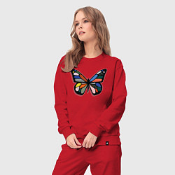 Костюм хлопковый женский Графичная бабочка, цвет: красный — фото 2