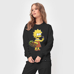 Костюм хлопковый женский Lisa Simpson с гусеницей на даче, цвет: черный — фото 2