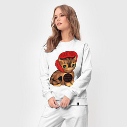 Костюм хлопковый женский Миленькая кошечка, цвет: белый — фото 2