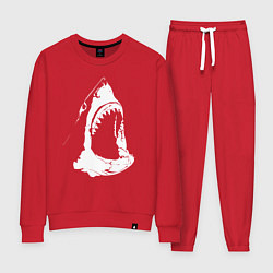 Костюм хлопковый женский Огромная акулья пасть, цвет: красный